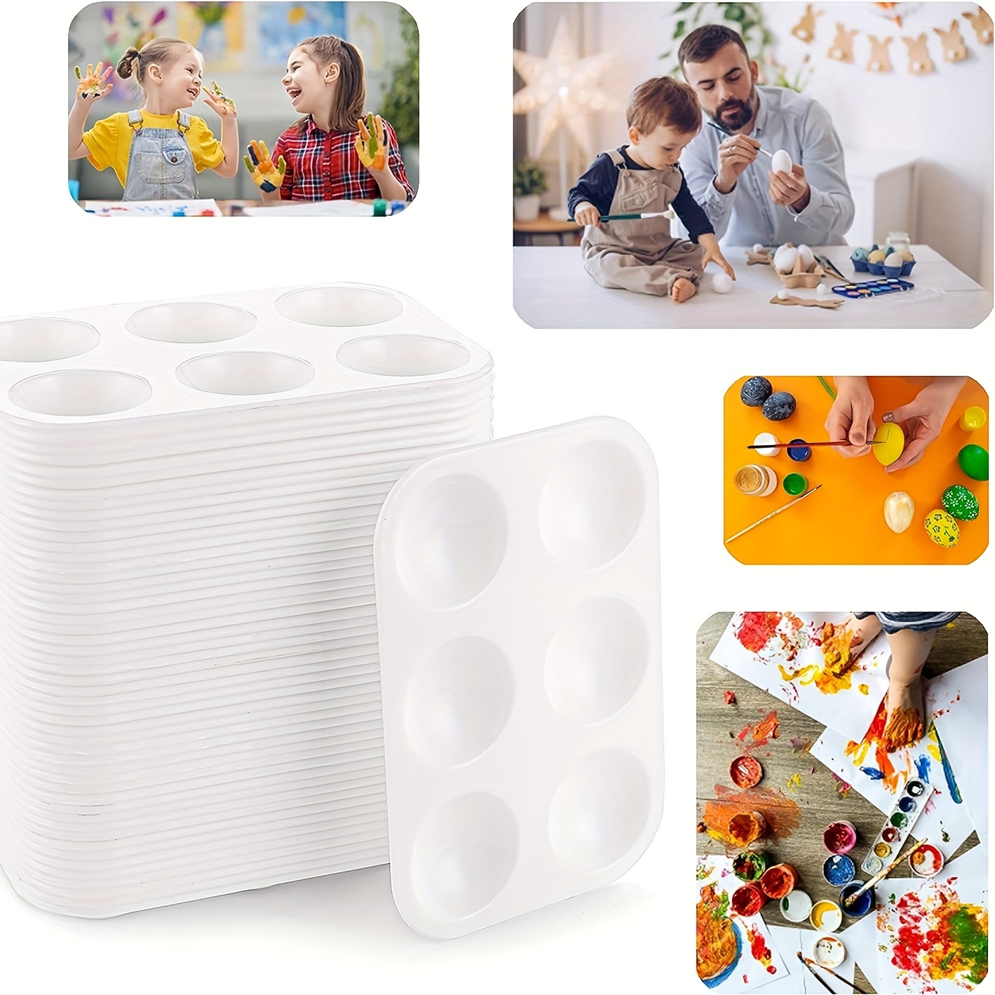 Paint Tray Palettes Premium 6 Wells White Plastic - Temu