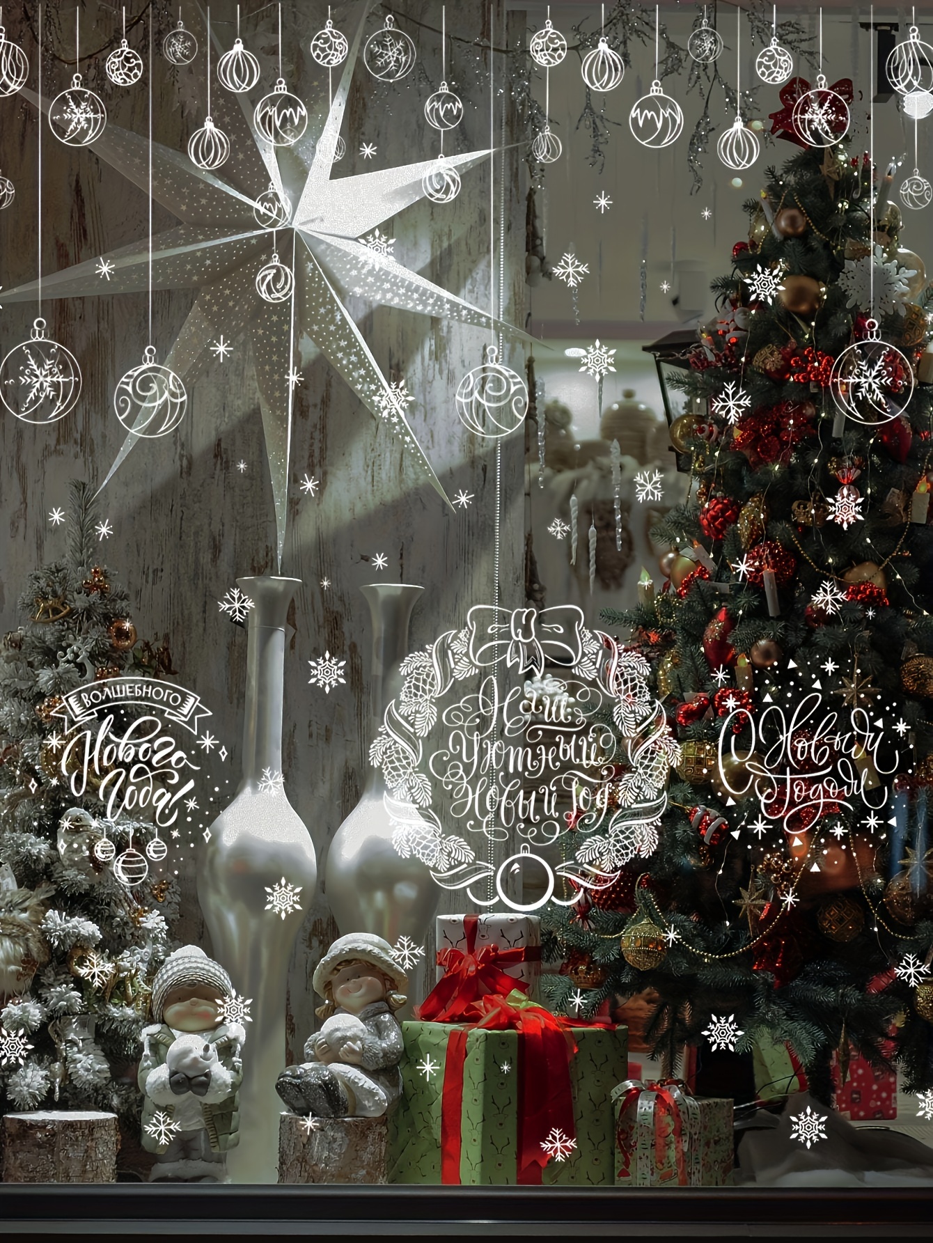 Christmas Theme Window Sticker Christmas White Snowflake - Temu