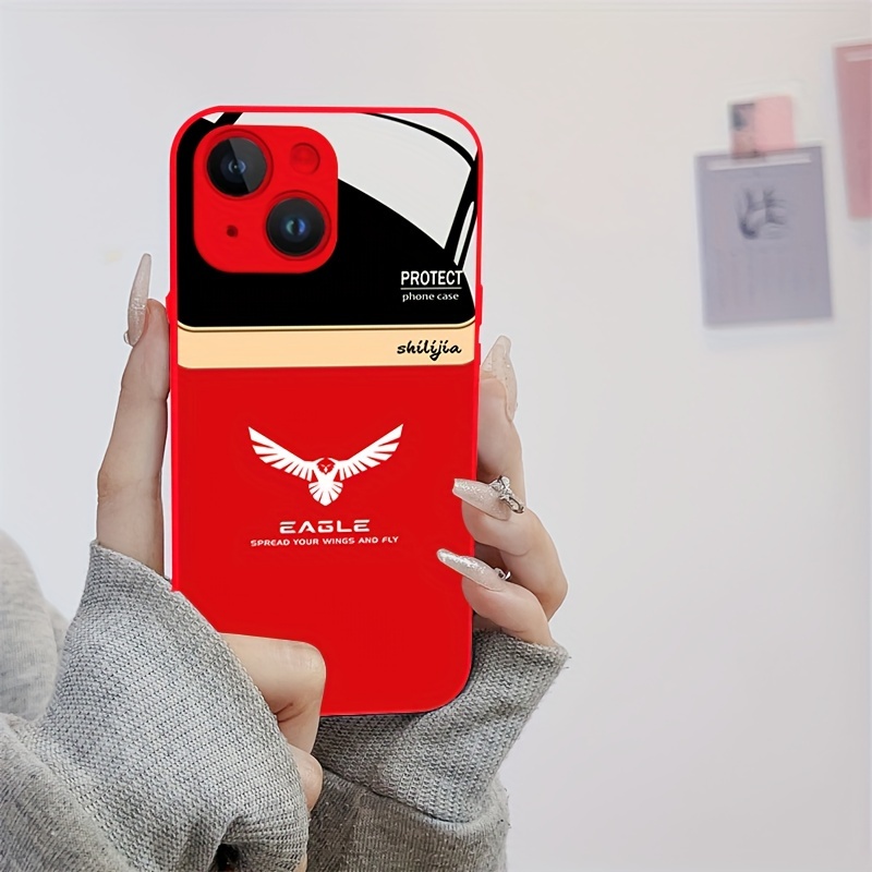 

Creative And Minimalist New Year Style Pattern Phone Case Suitable For 15, 14, 13, 12, 11 X/xs Xr Xs Pro Max Plus Red Metallic Paint, Silicone Glass Straight Edge New All Inclusive Protective Case