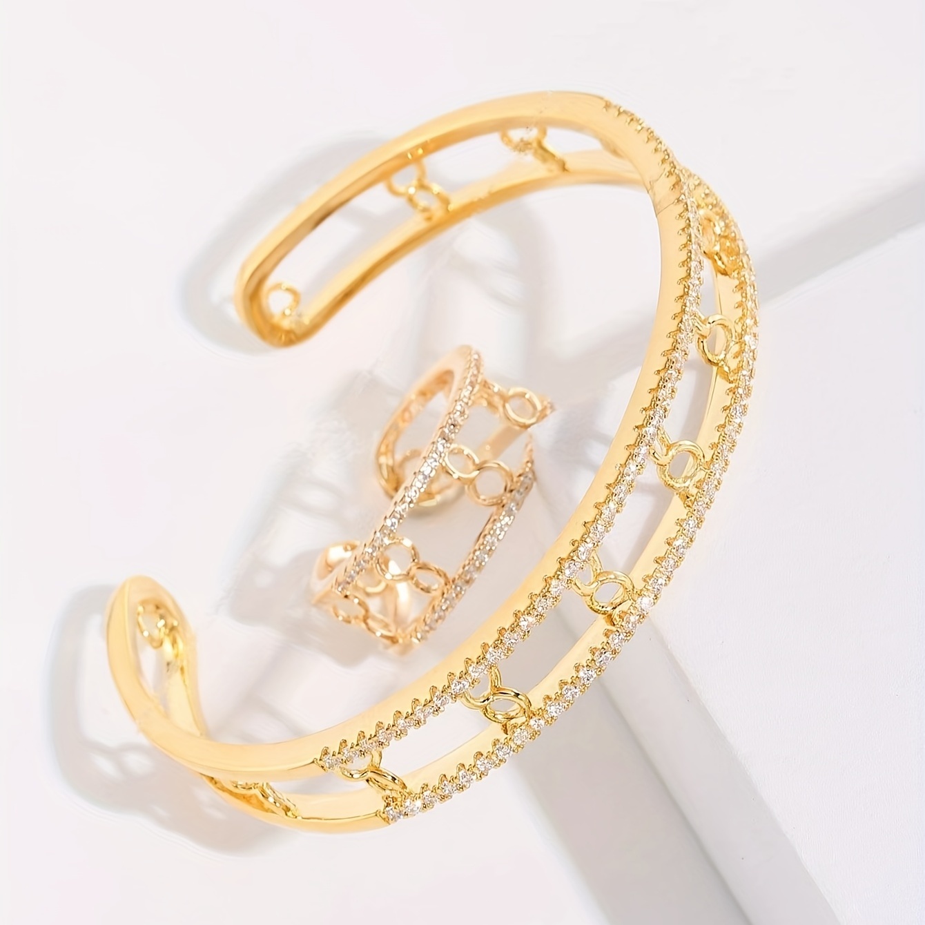 Fashion Gold Tone Cuff Bangle Bracelet Set