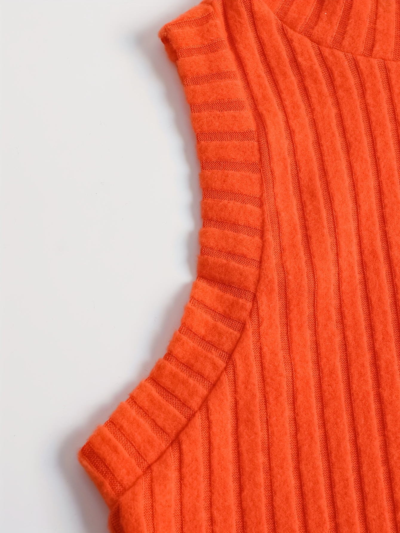 Plus Size Seamless Ribbed Knit Mock Neck Tank Top - Orange