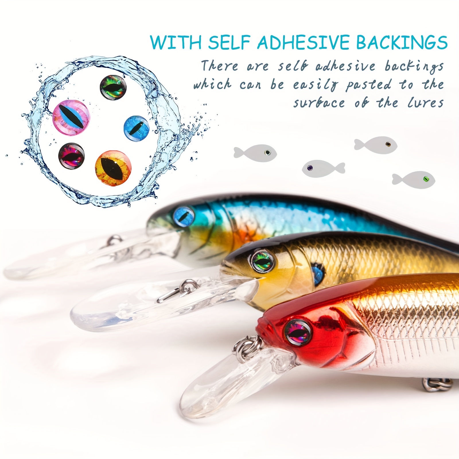 Tying-Sticker 100*Holographic Fishing Lure Eyes Artificial 3D-Fish