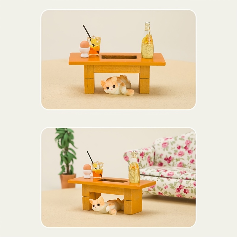 Mini Dollhouse Coffee Table Scene Decor