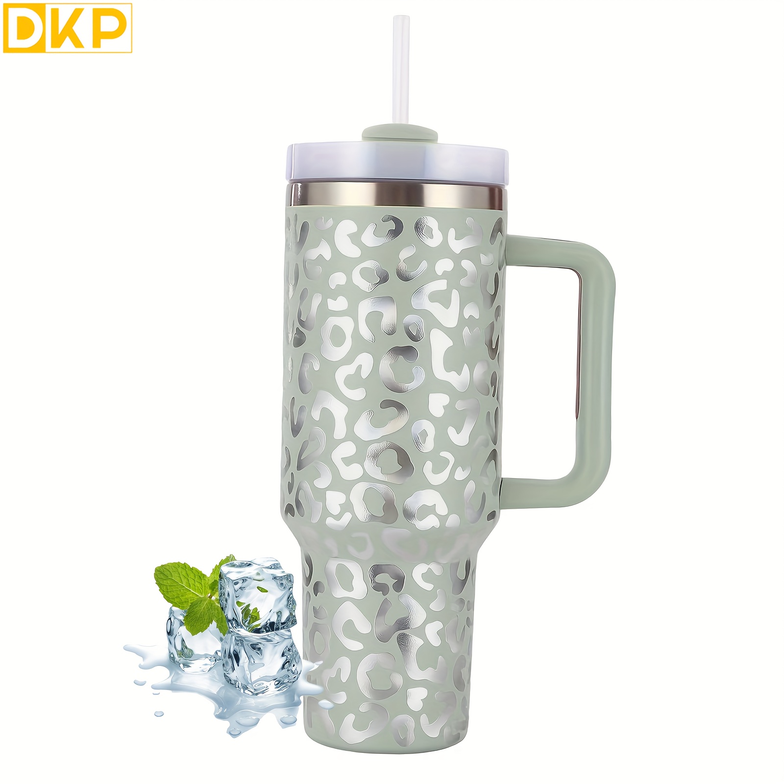 Dkp Portable Insulated Tumbler With Handle And Straw Lid - Temu