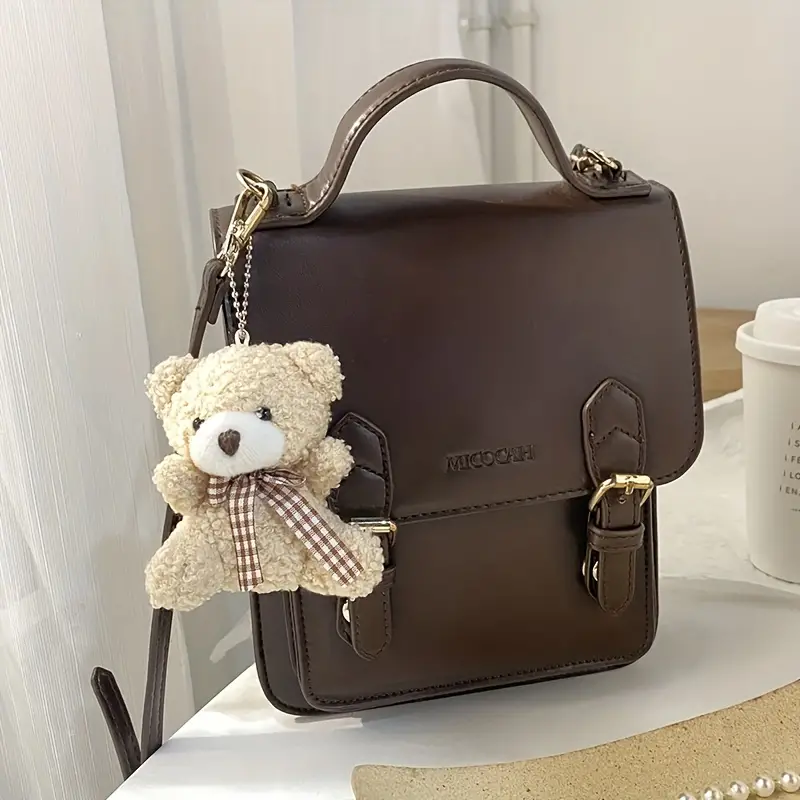 Korean Teddy Bear Leather Tassel Key Ring Bag Charm Keychain Cute Luxury  Kawaii