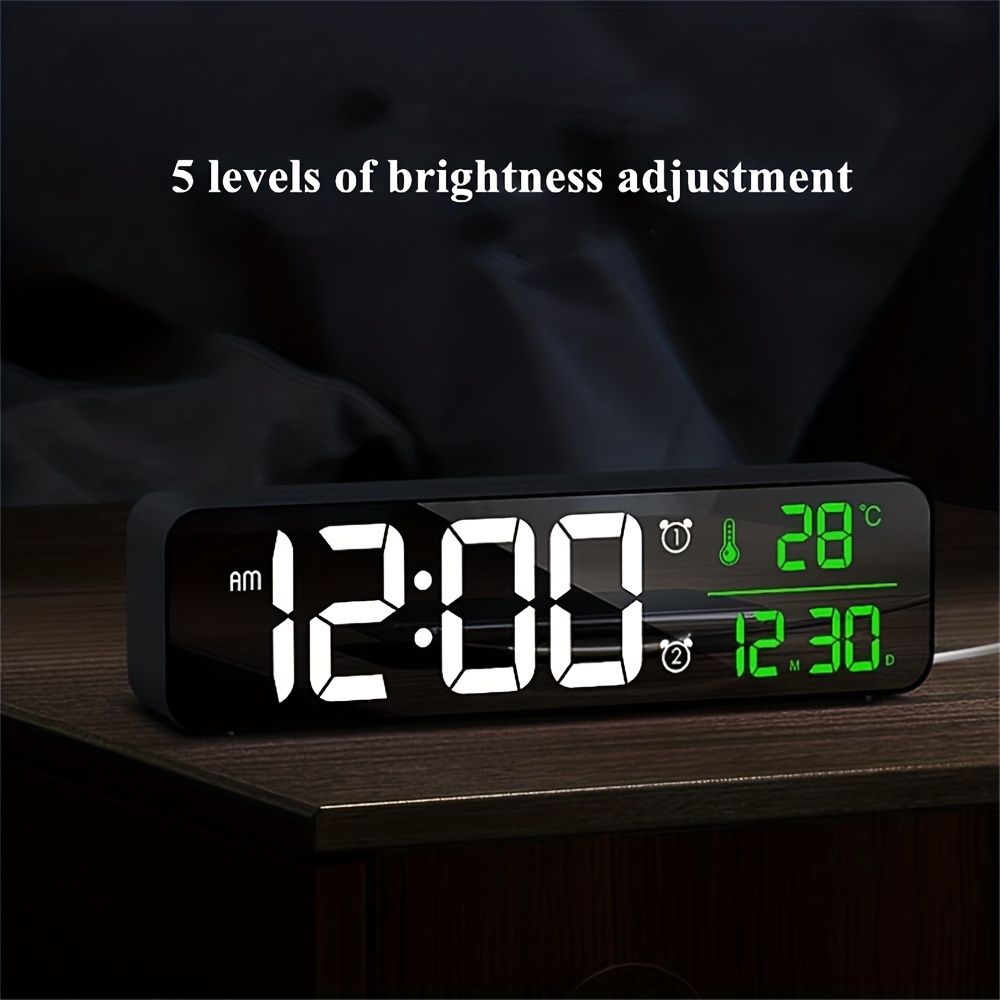 Sveglia Digitale A Led 1pc, Visualizzazione Data Temperatura Snooze Orologi  Led A Specchio Scrivania Usb Decorazione Domestica Soggiorno, Acquista ,  Risparmia