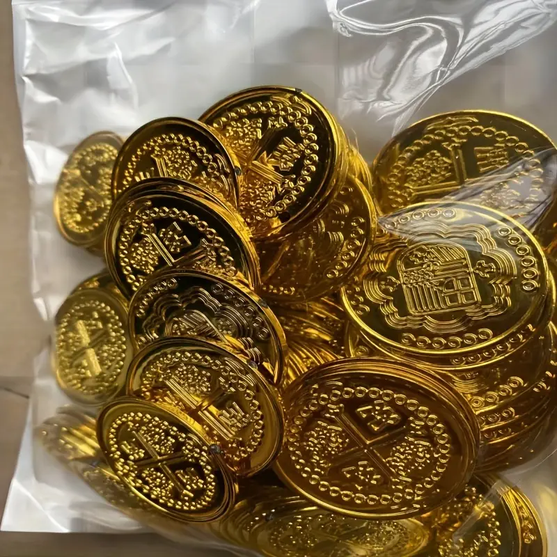 100 pezzi di plastica conteggi moneta pirata Halloween bambini