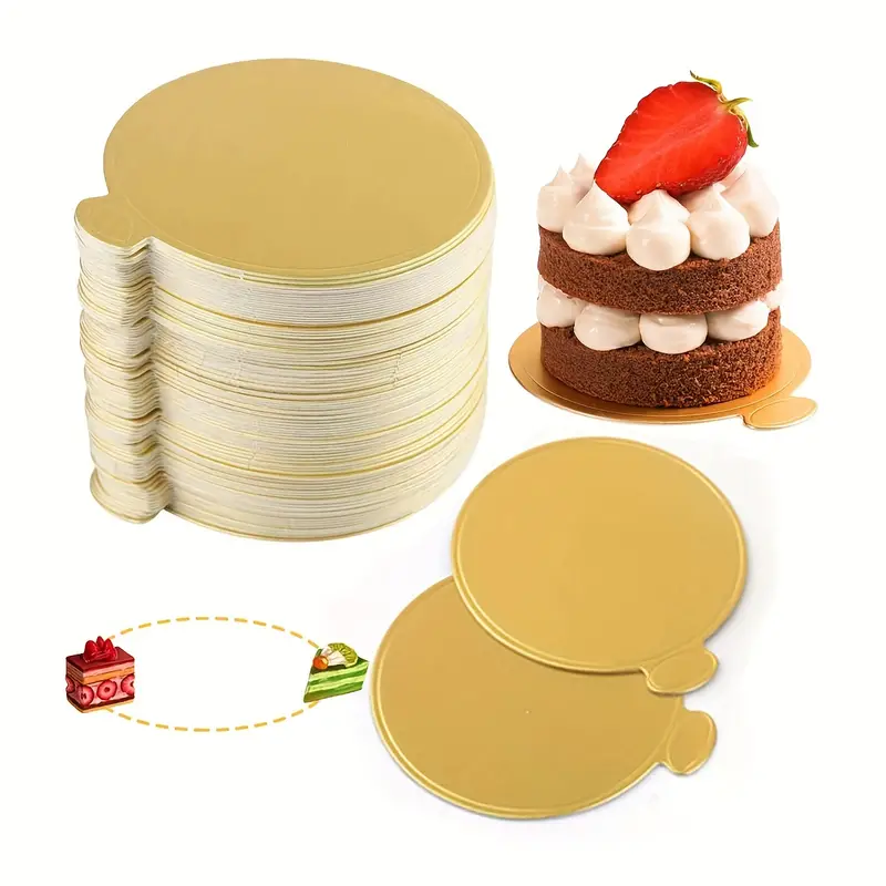50pcs, Mini Base De Gâteau Ronde En Carton Doré, Planches À Gâteau À  Dessert En Mousse