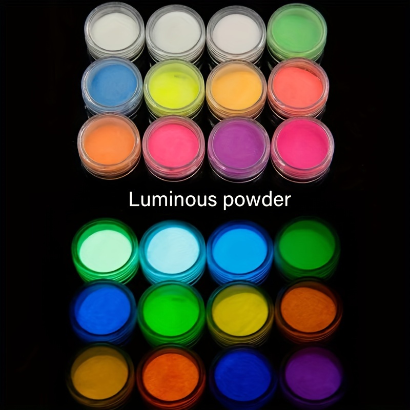 

12 Bottles Glow-in-the-dark Powder Phosphor Pigment For Diy Resin Dyeing Material Silicone Mold Decoration Long-lasting Colorful Luminous Powder