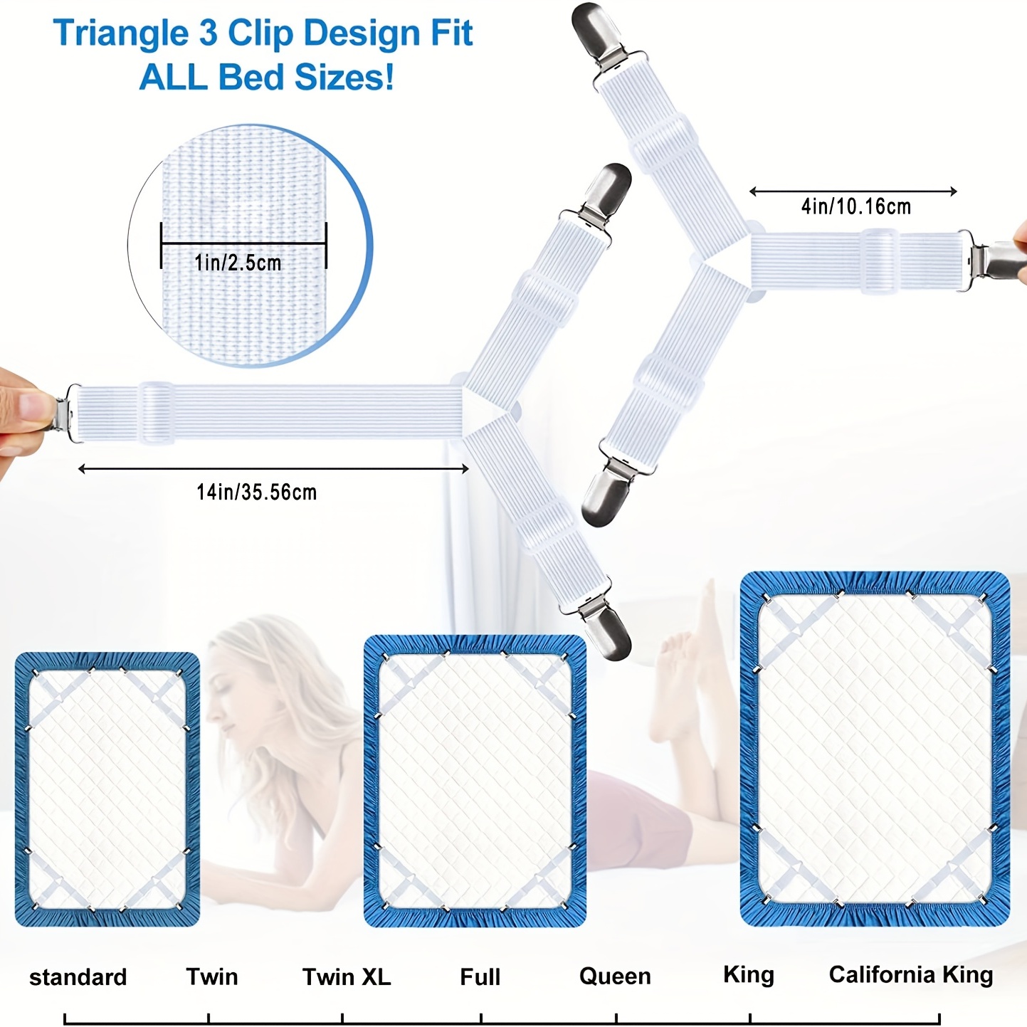 Sheet Fastener, Bed Sheet Holder Strap for Full, Queen, King Twin