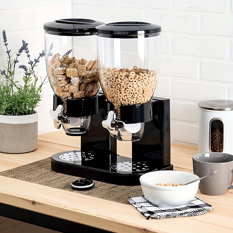 1pc Double Barrel Cereal Dispenser Kitchen Oatmeal Storage