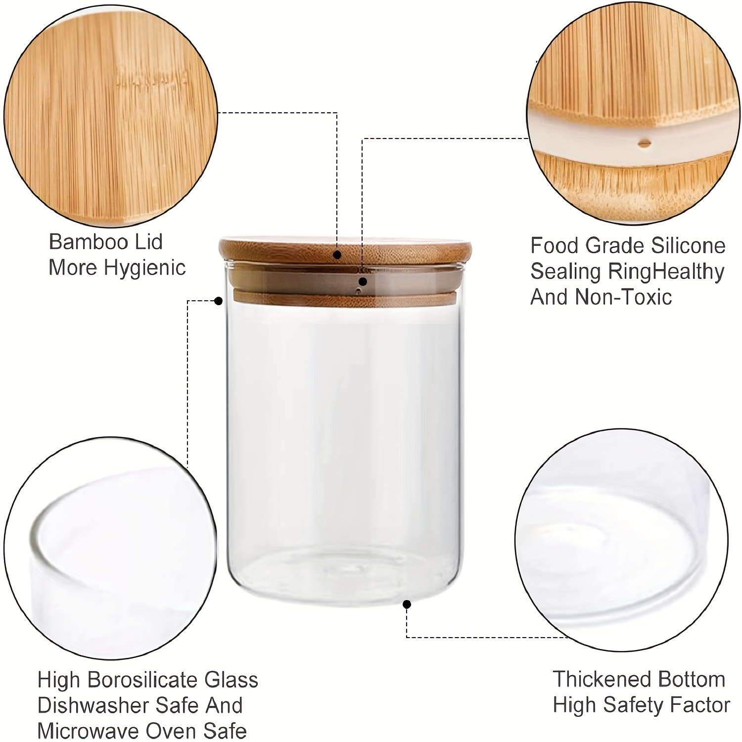 High Borosilicate Glass Bamboo And Wood Lid Glass Storage - Temu