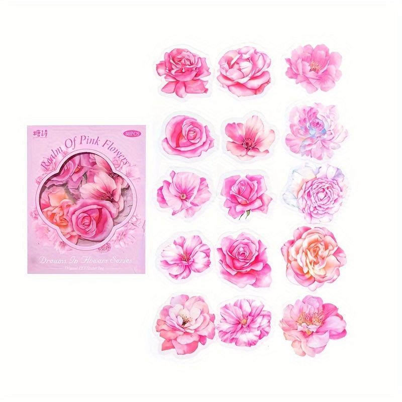 Flower Stickers Pack Colorful Aesthetic Romantic Pet - Temu