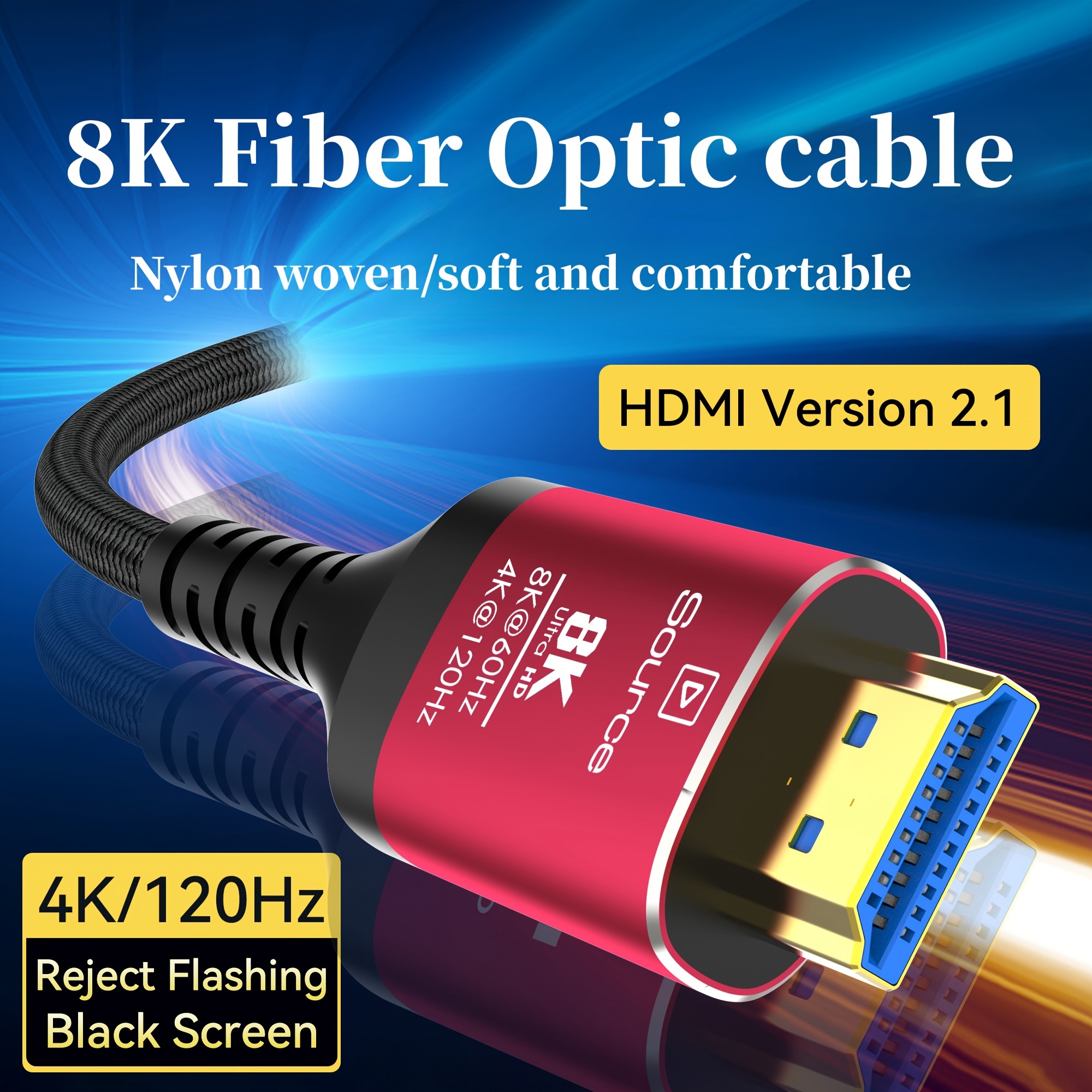 Fiber Optic Cable HDMI 2.1 8K 120Hz 48Gbps HDR HDCP for HD TV Box