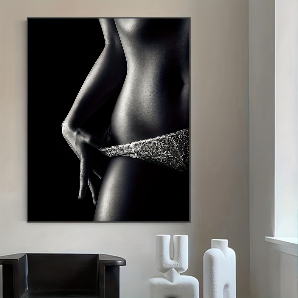Women body print set of 3 Naked body painting large canvas print
