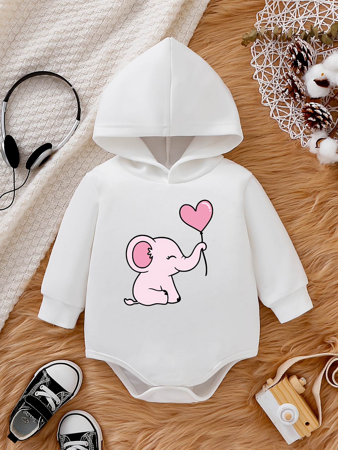 Baby Girls Cute Cartoon Graphic Print Triangle Bodysuit, Toddler's Hoodie -  Temu Israel