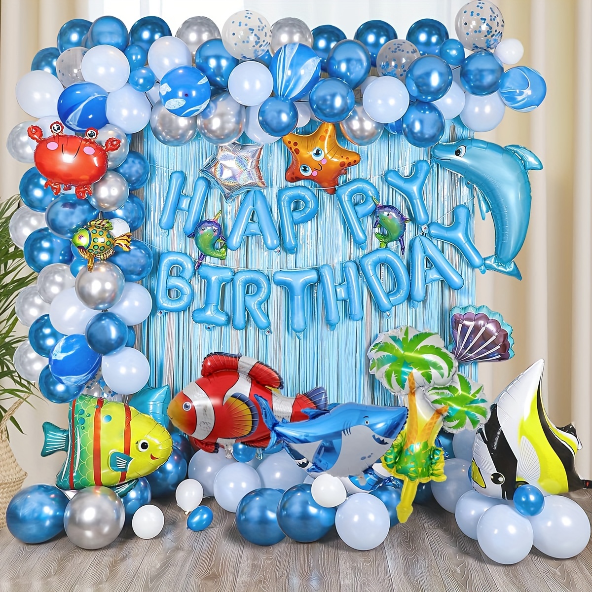 Ocean Birthday Party Balloon Decorations Ribbon Dot Glue Sea