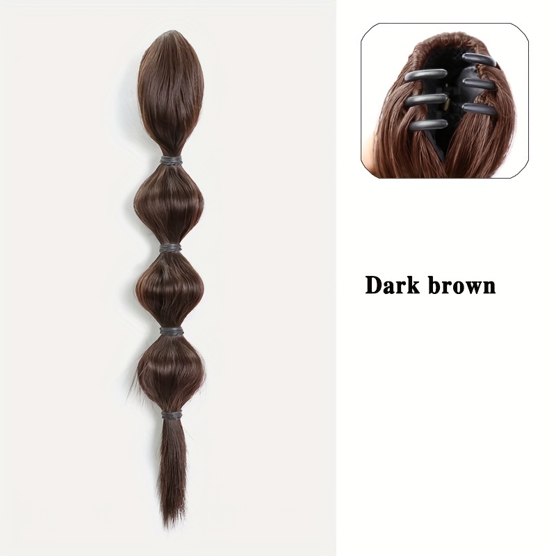 Long Bubble Ponytail Extensions Synthetic Clip In Hair Natural Look