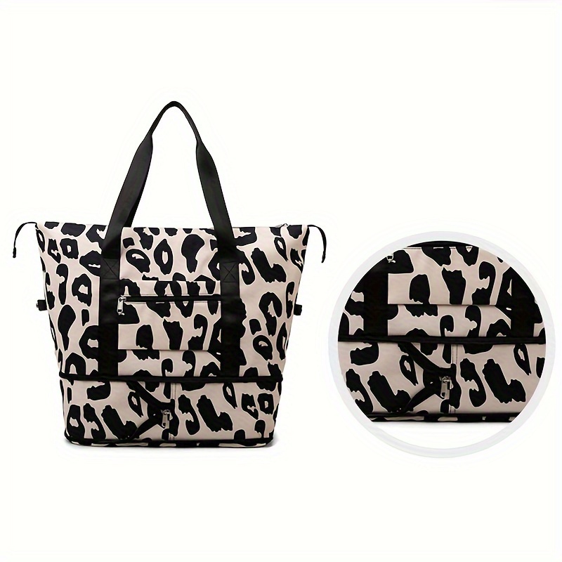 Borsa Weekend Motivo Leopardato Borsone Viaggio Donna Borsa - Temu Italy