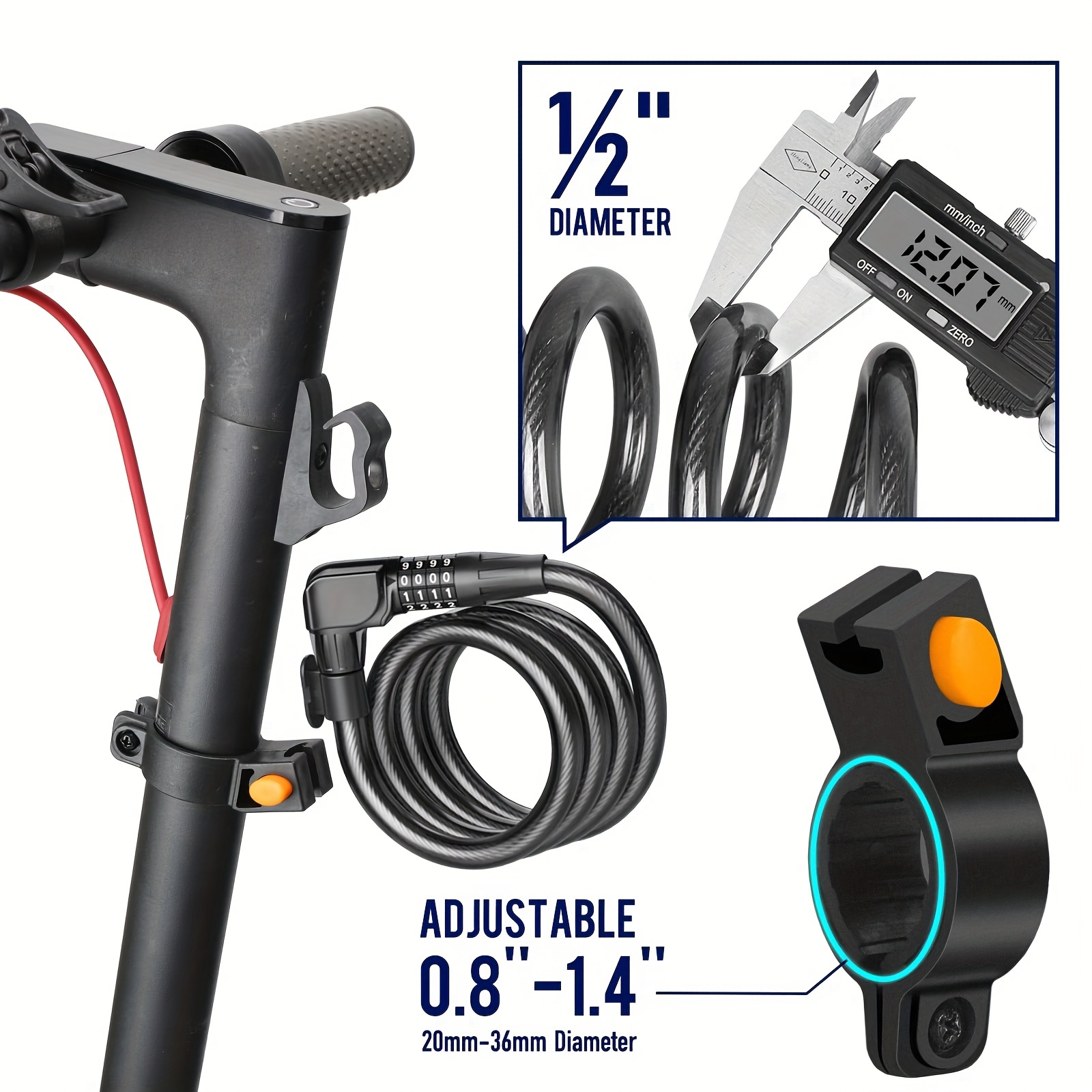 Segway Ninebot Password Cable Lock for Bikes and Scooters, Black 4-Digit