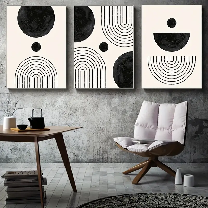 Cuadro dormitorio Diseño minimalista de líneas geométricas negras