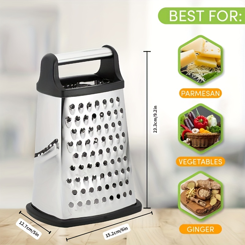 Professional Box Grater, 100% Stainless Steel with 4 Sides, Best