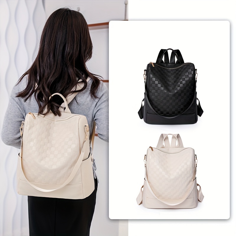 

Fashion Simple Backpack Purse, Solid Color Travel Daypack, Women's Causal School Knapsack