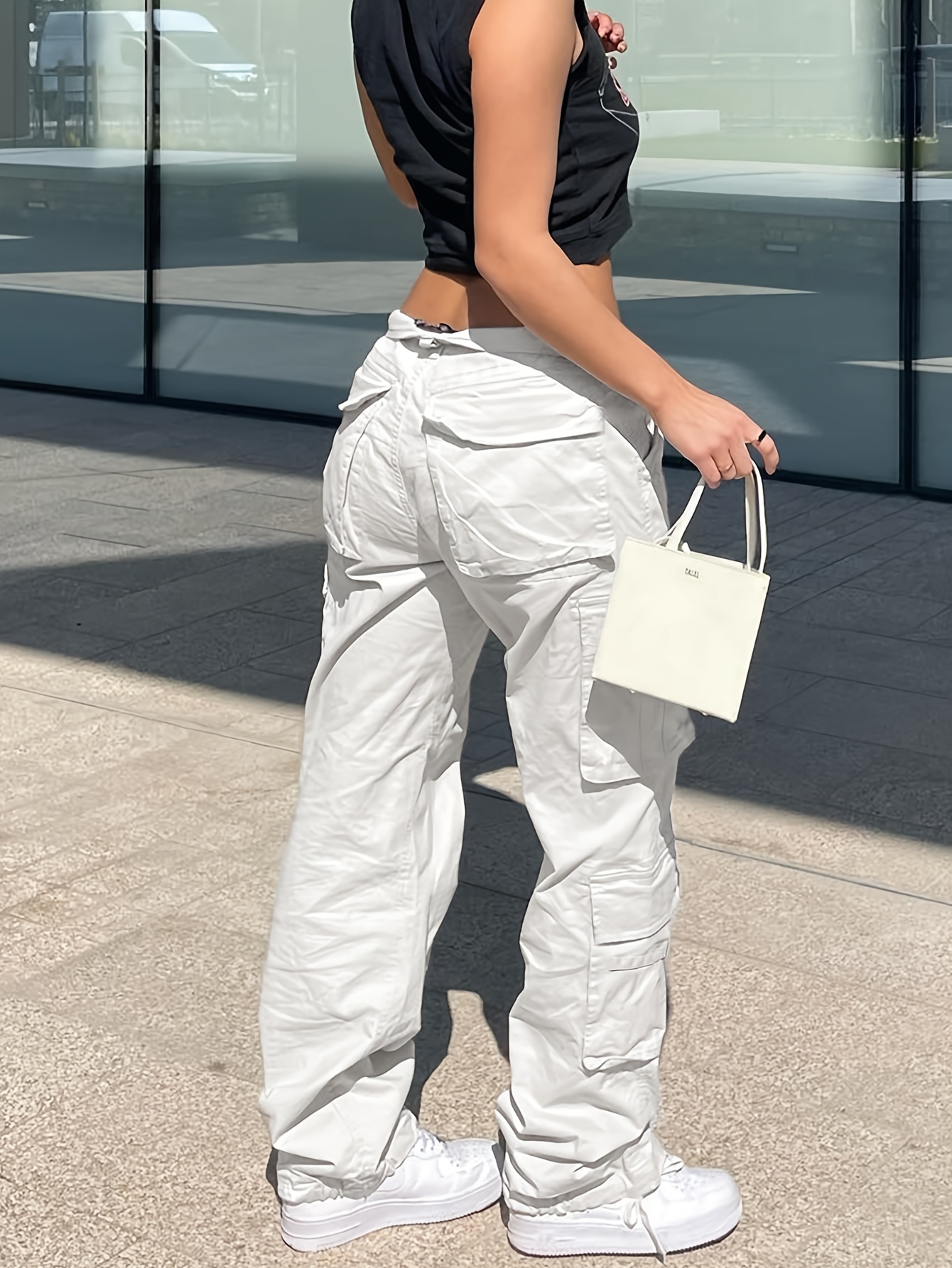 High Waisted Stitch Detail Cargo Jeans  Fashion pants, White cargo pants, Cargo  pants outfit