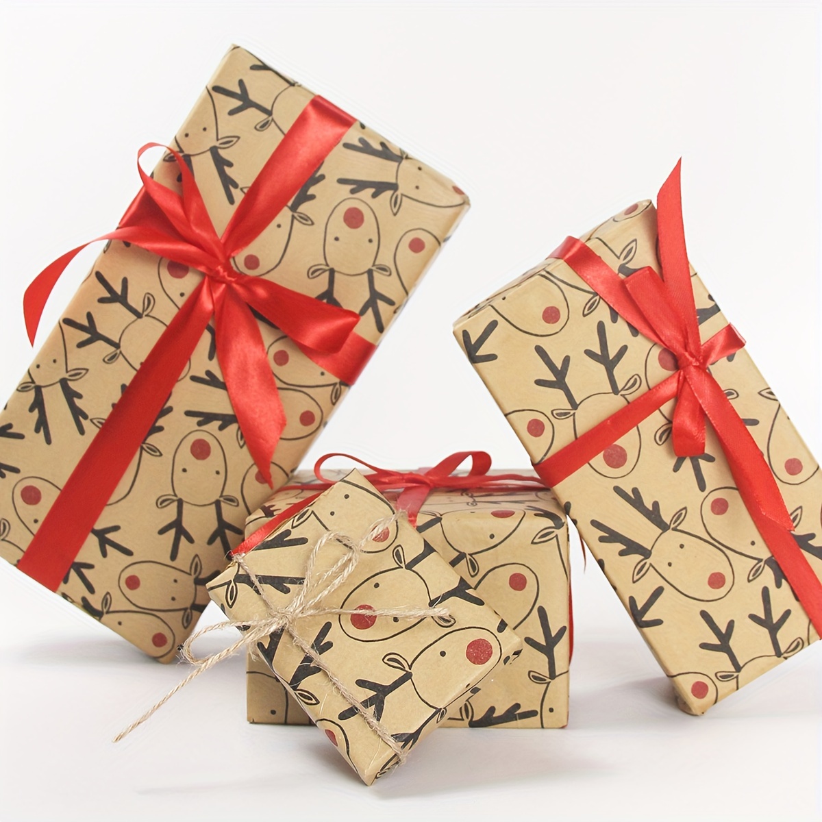 Eco Craft Christmas Wrapping Paper Brown 21 Metres Gift Wrap Assorted  Designs 6 Rolls Festive Presents Recyclable