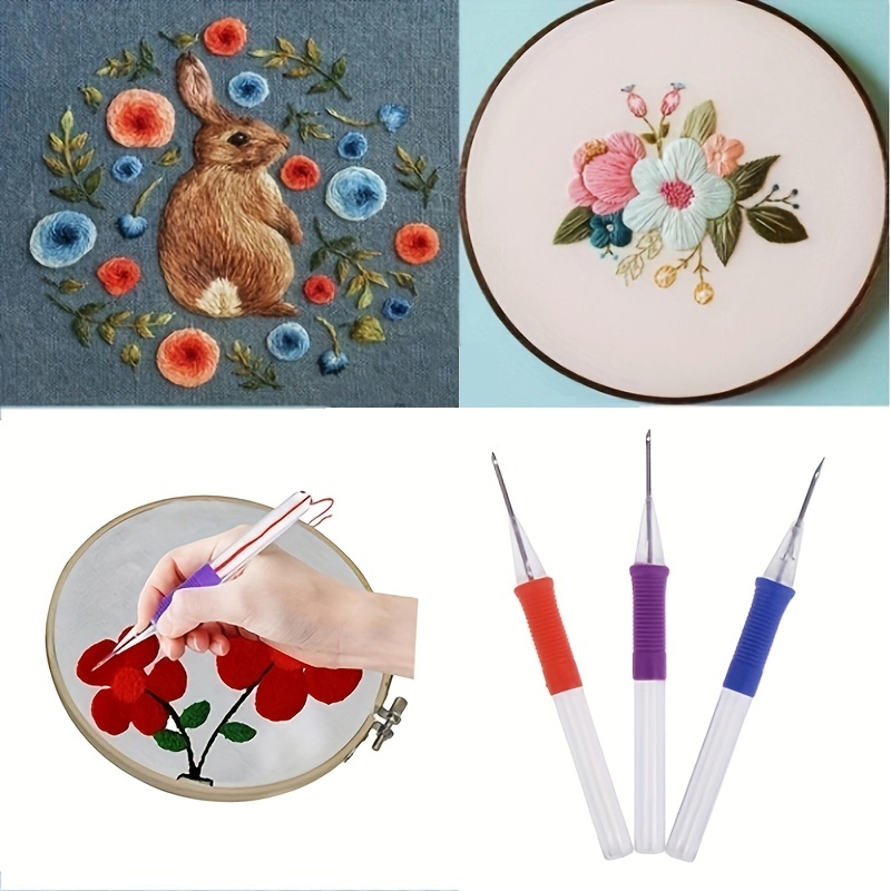 Cómo bordar flores con aguja mágica  Embroidery flowers Punch Needle 