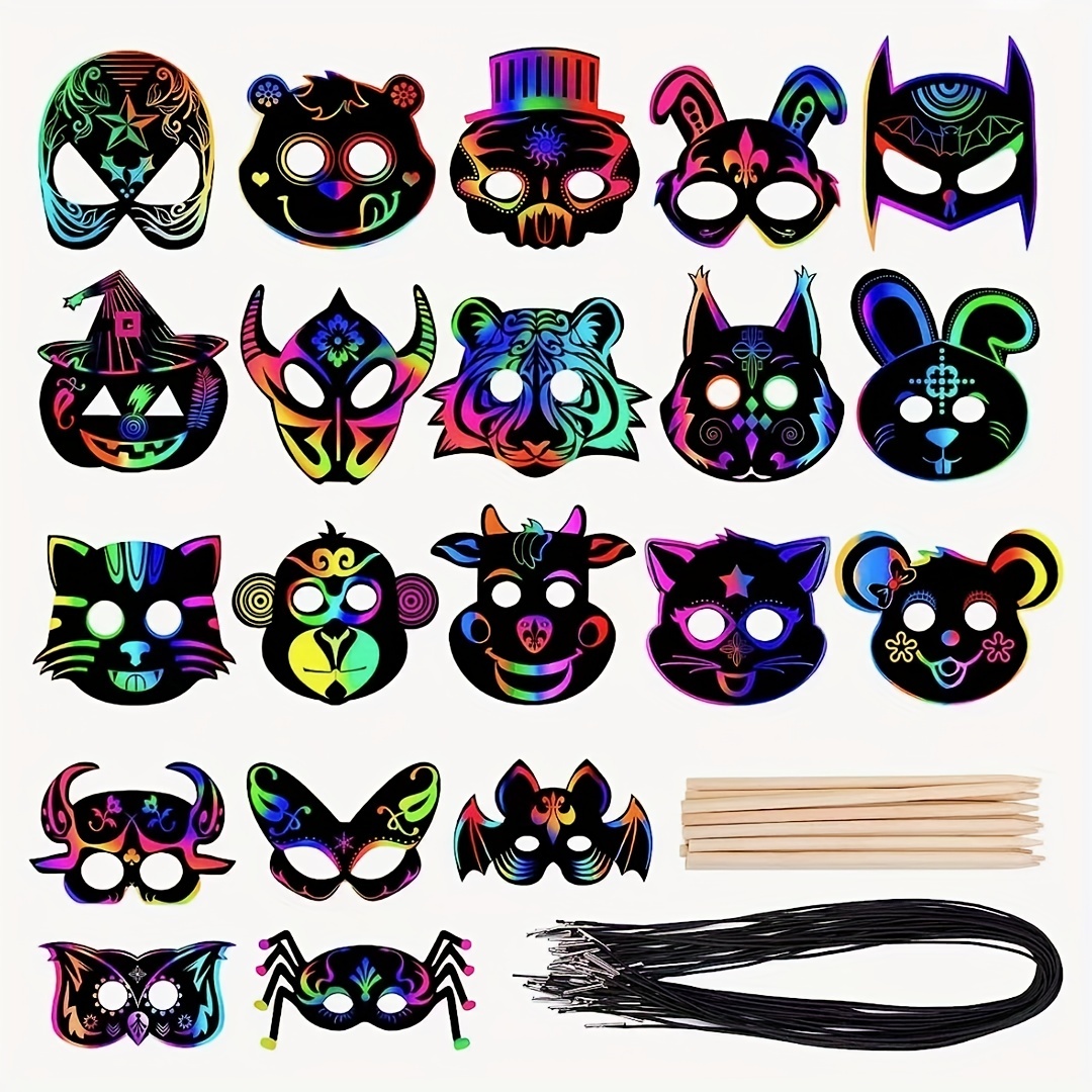 12pcs kids paper masks Kids Animal dance party masks Accessories Cat Mask