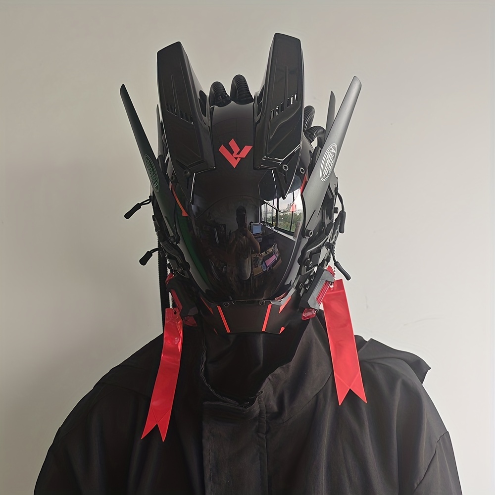 Maschera Cyberpunk Led Maschera Luminosa Treccia Parrucca Maschera