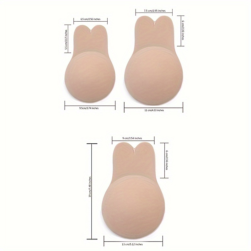 Silicone Invisible Breast Stickers, Breathable Rabbit Ear Bra Cups, Wireless Adhesive Bra Accessories in Various Colors and Models, Hand Washable or Dry Clean, No Print Design, Comfortable Undergarment, Playful Underwear, Flexible Underwear