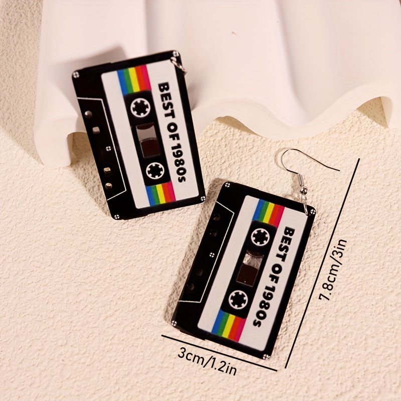 Y2k Music Tape Record Radio Dangle Earrings Cute Creative - Temu