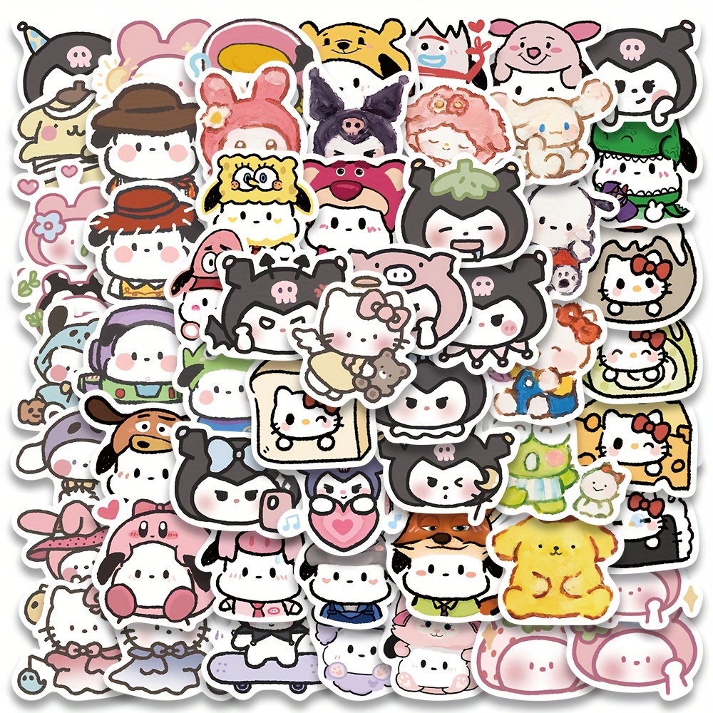 100pcs My Melody & Kuromi Stickers Skateboard Guitar Luggage Computer Cup  Decals
