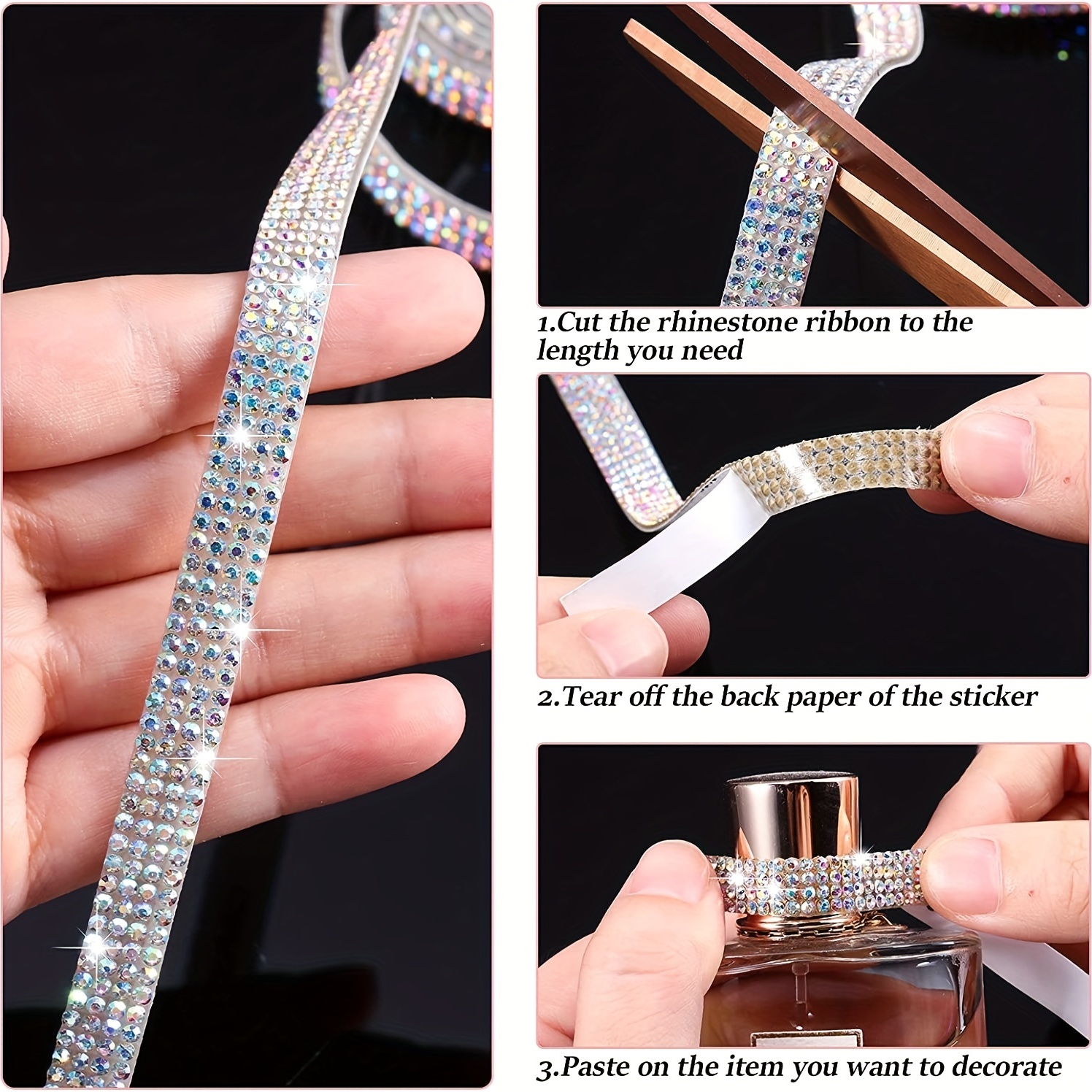 4 Rolls Self-Adhesive Diamond Tape Shiny Diamond Bling Ribbon Crystal Rhinestone  Ribbon Wedding – the best products in the Joom Geek online store