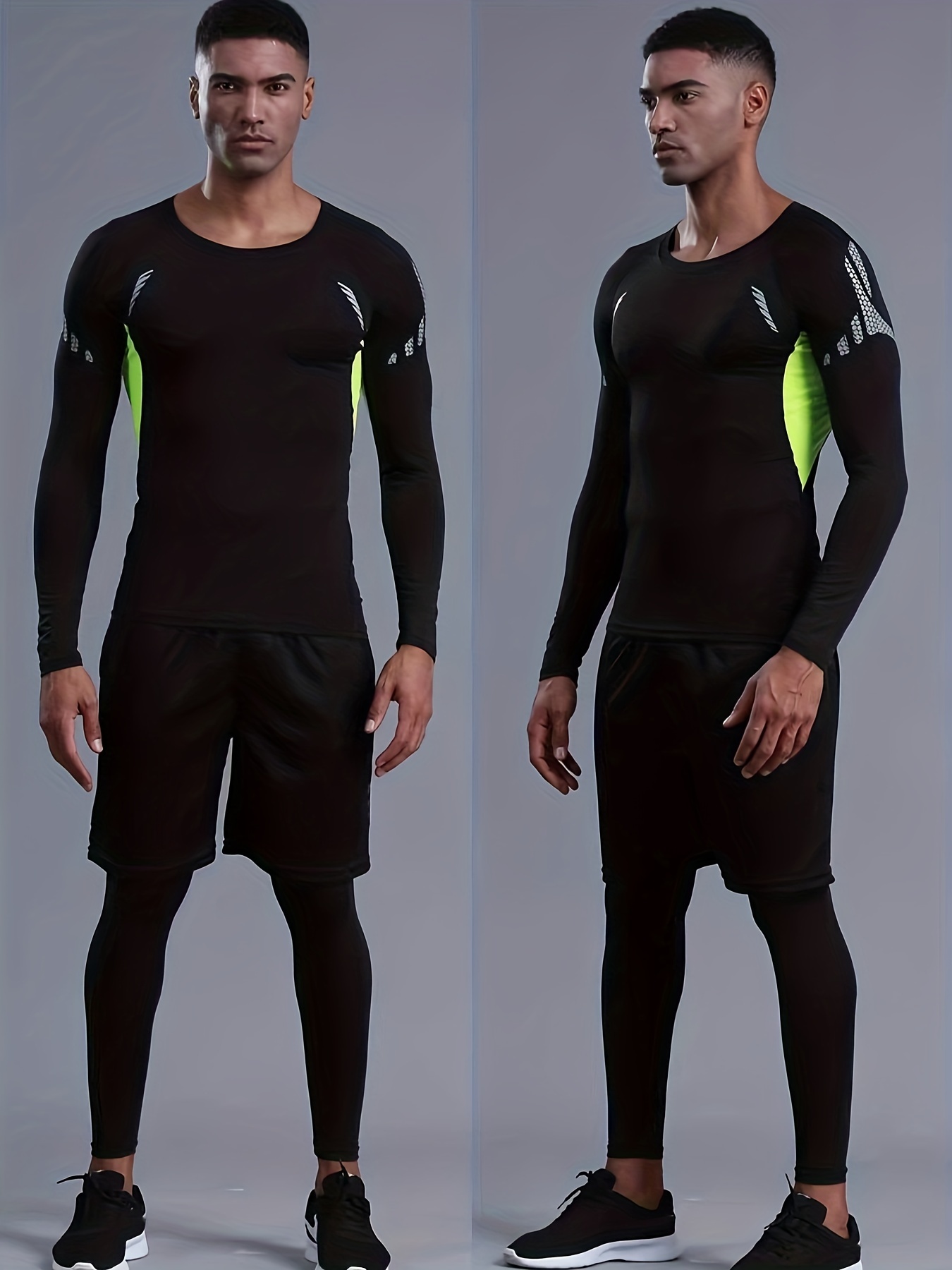 Men's Sports Set, Long Sleeve UPF 50+ Rash Guard Swimming Shirts Sun  Protection Swim Shirt & Compression Pants Set, 2pieces Base Layer Set