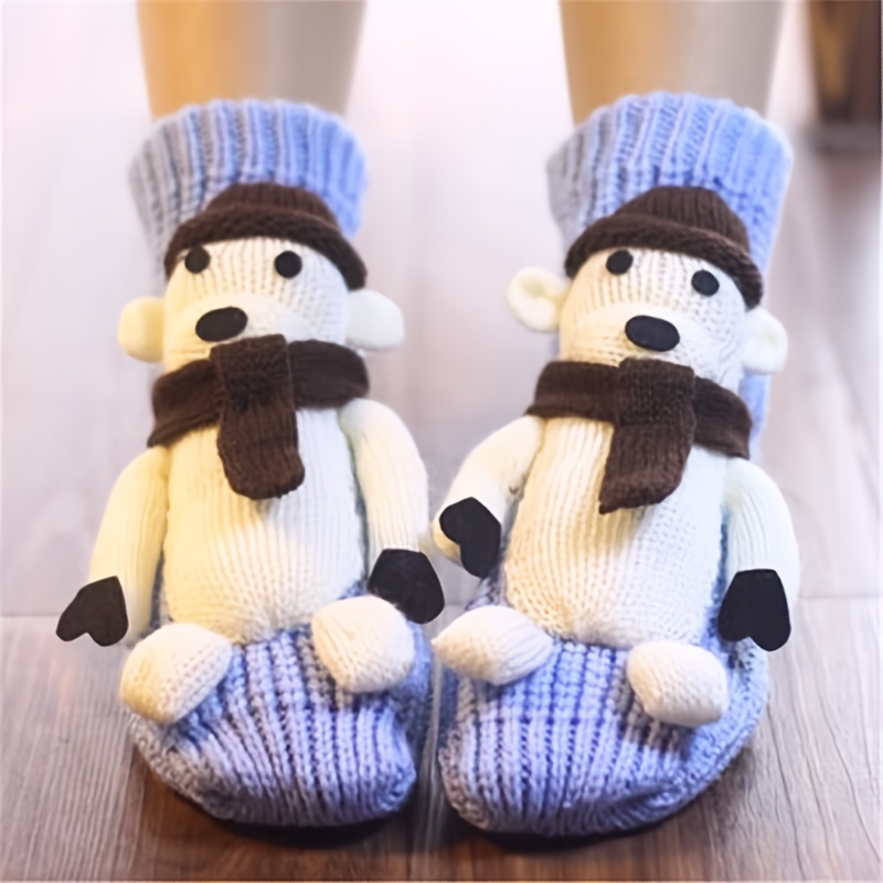 3d Animal Decor Floor Socks Cute Warm Cartoon Slipper Socks - Temu