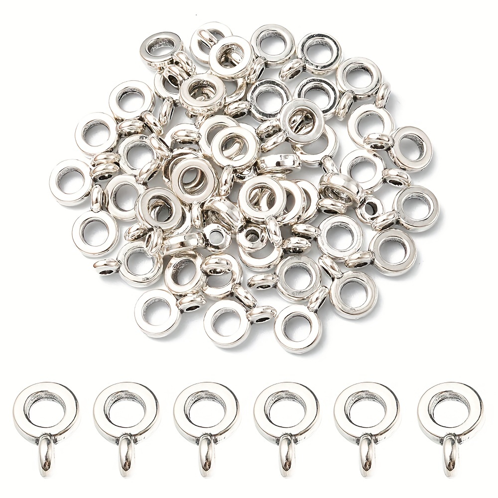 

About 50pcs Zinc Alloy Vintage Small Pendant Large Hole Pendant Connector Links Charms For Bracelet Necklace Earring Diy Jewelry Making Supplies