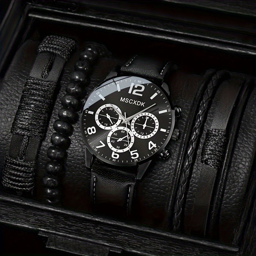 1pc Mens Quartz Watch 3pcs Bracelets Watch Set Ideal Choice For Gifts |  Free Shipping For New Users | Temu | Quarzuhren