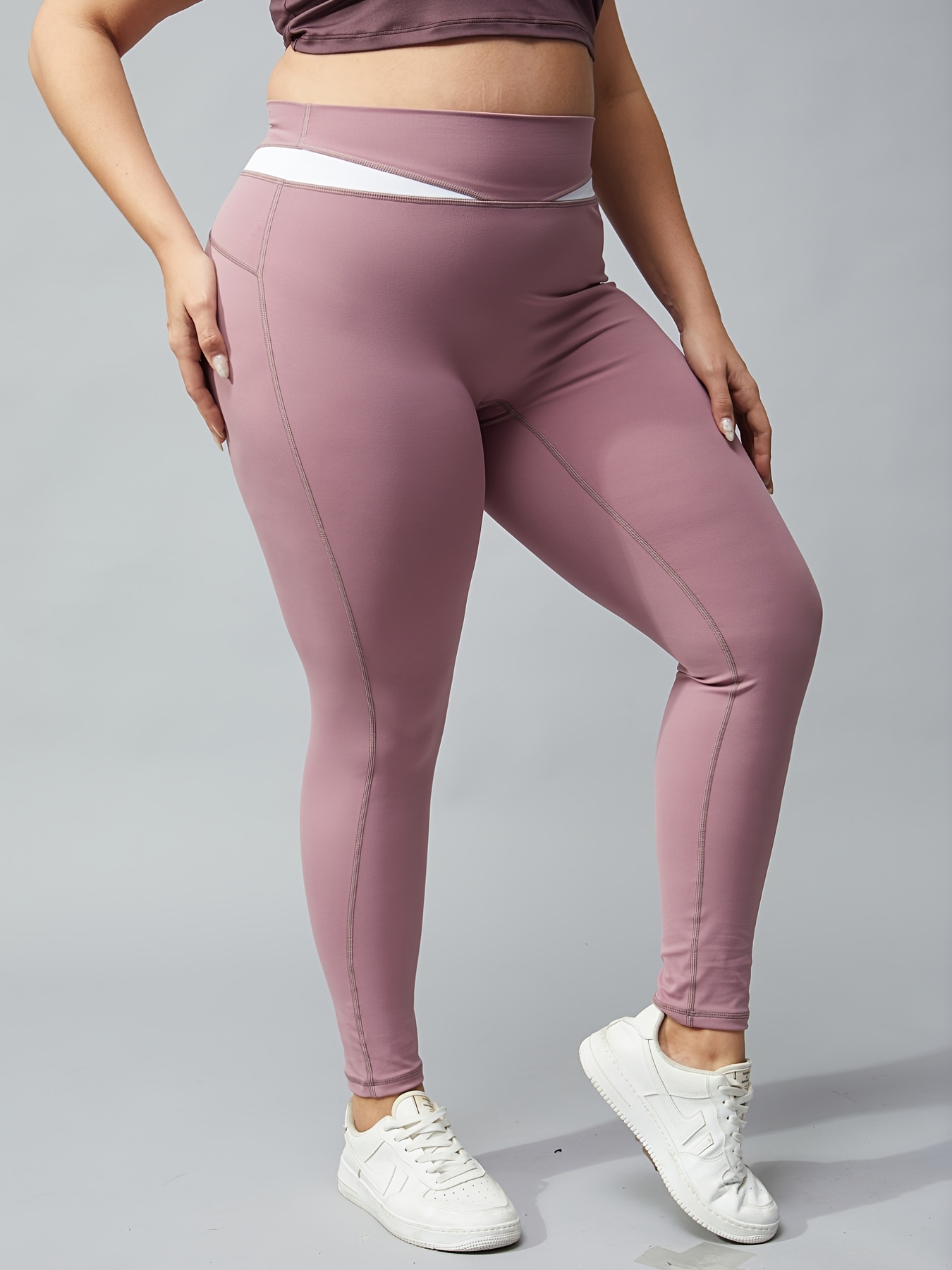 Plus Size Quick Drying High * Breathable Sports Leggings, Women's Plus  Medium Stretch Solid Running Fitness Yoga Skinny Pants