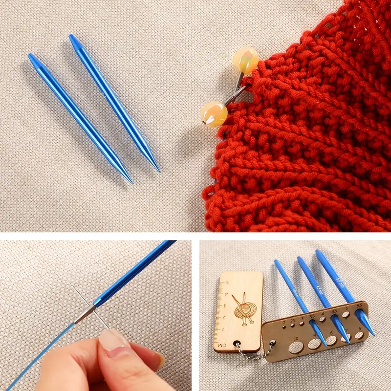 TCHRULES 64pcs Knitting Needle Set 20pcs Aluminum Knitting Needles