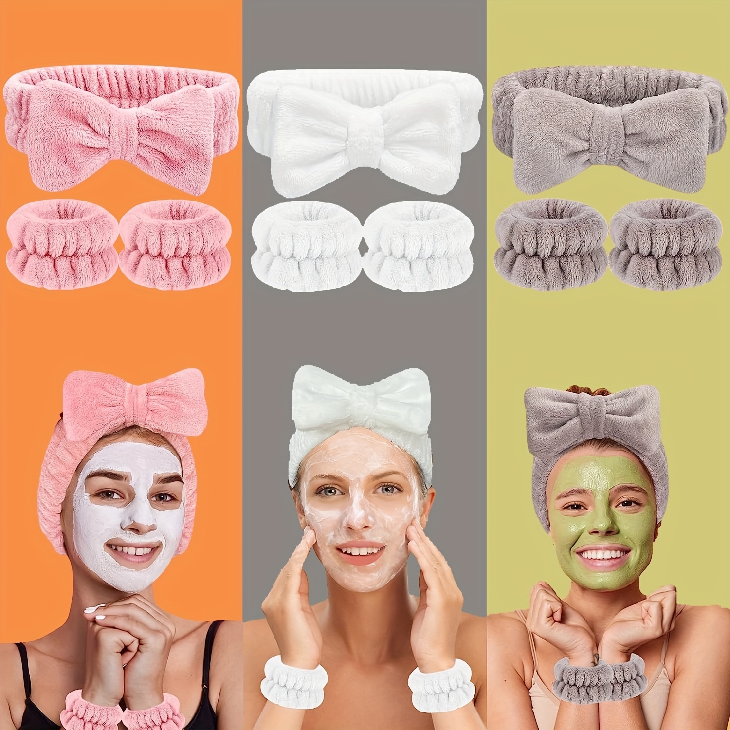 Diademas para Skincare Mujer, Juego De 7 Diademas De Spa, Diadema De  Maquillaje Y Pulsera, Diademas Faciales De Spa, Diadema De Esponja Para  Lavar La