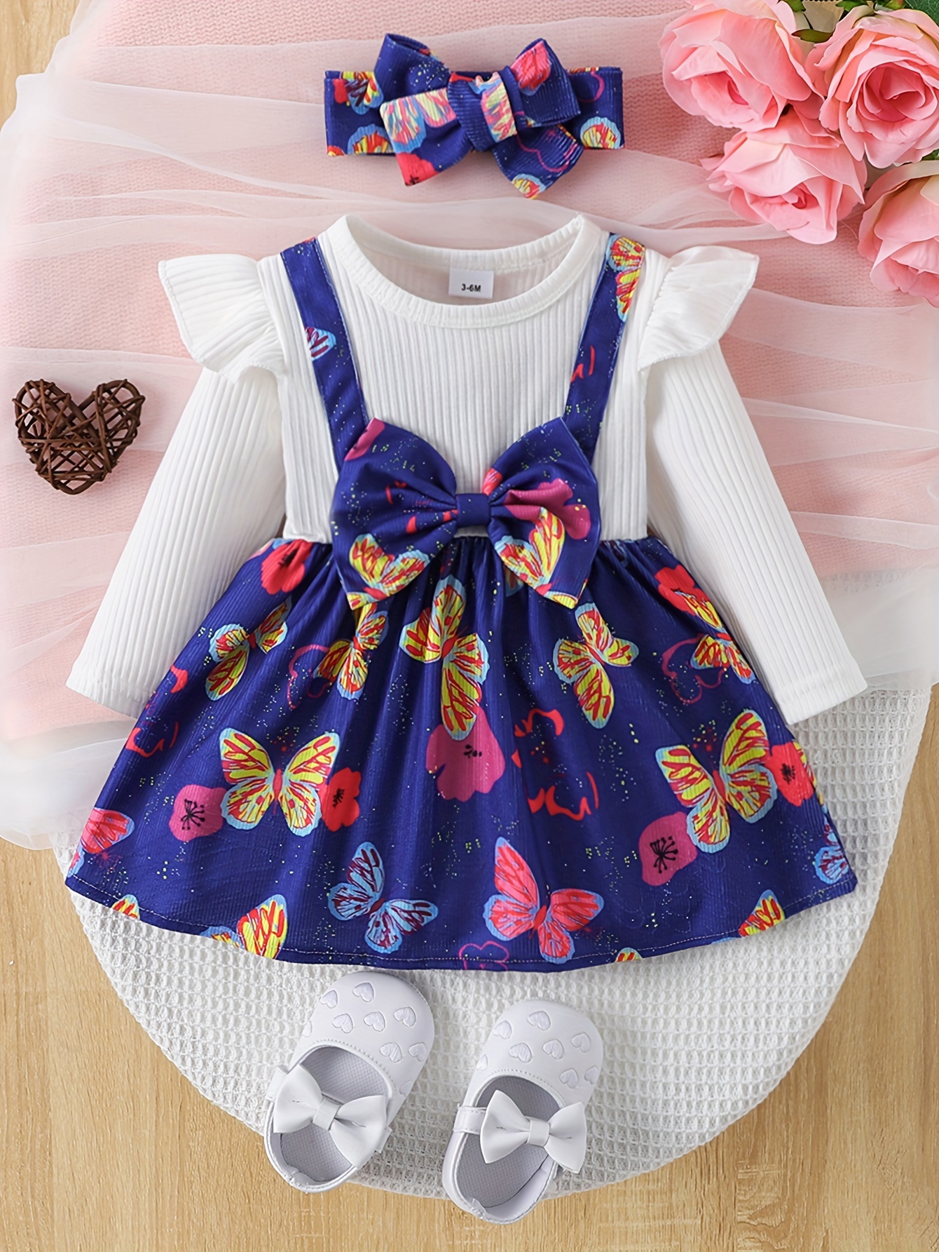 baby girl cute flying sleeve two piece strap dress Temu Mexico