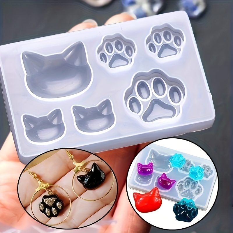 

1pc Diy Lovely Cat Bear Glue Silicone Mold Epoxy Resin Cat Paw Pendant Silicone Casting Mold For Diy Pendant Keychain Jewelry Making