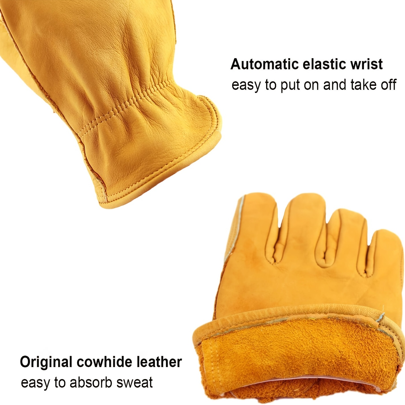 1 paire flex grip gants de travail en cuir poignet extensible tough cow  working glove