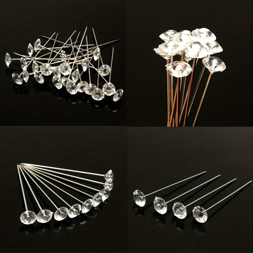 Crystal Flower Pins, Sewing Pins, Bouquets Pin for DIY Sewing