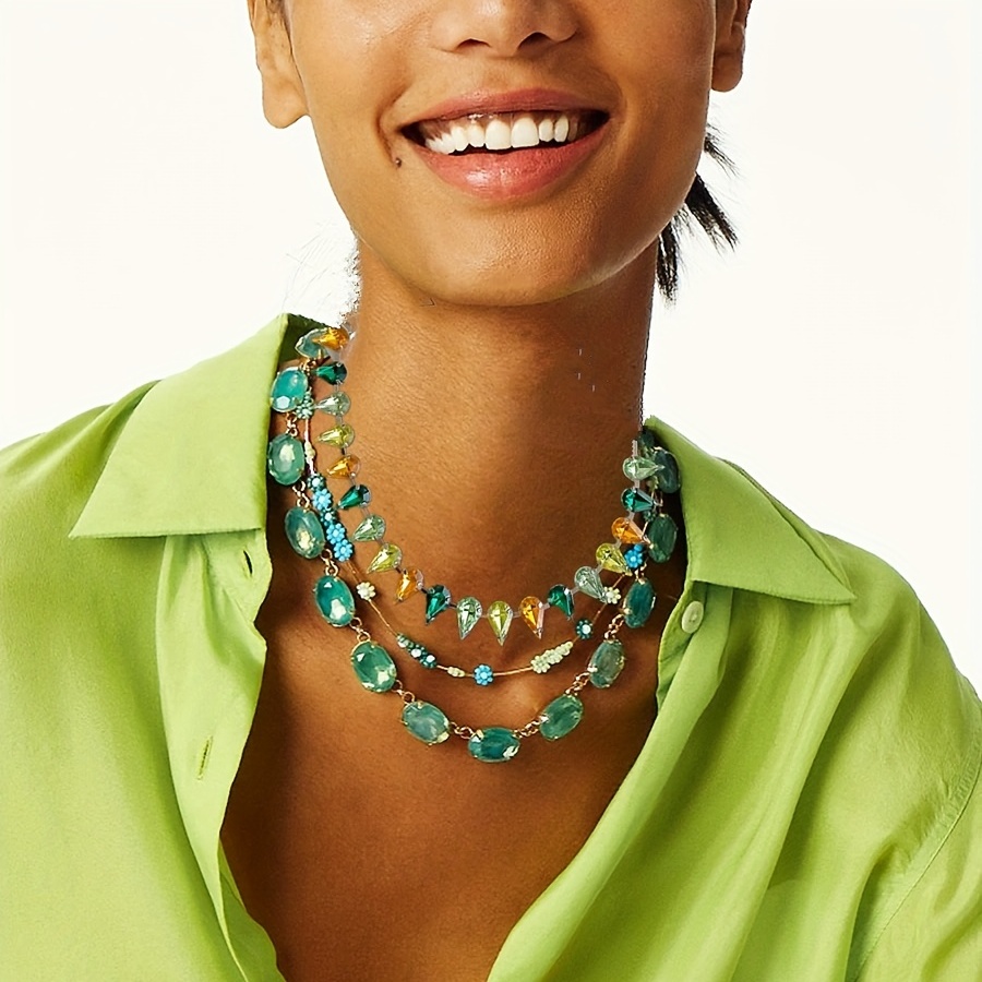 Collier artisanal léger vert et turquoise