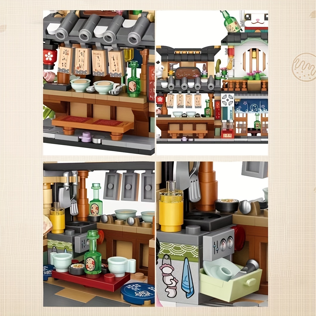 QLT Japanese Street View Izakaya Shop Mini Building Blocks, MOC Creative  Model Set, 789 PCS Simulation Architecture Construction Toy (Not Compatible