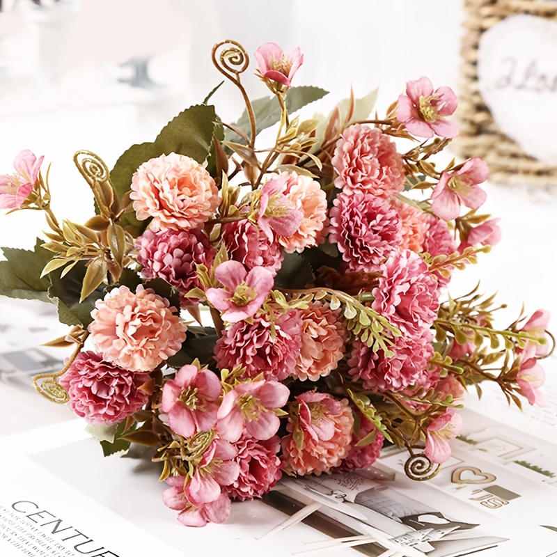 Artificial Carnation Flowers Fake Peony Silk Hydrangea Rose - Temu